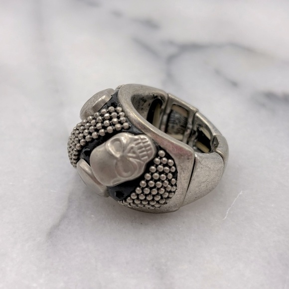 Skull Band Fashion Ring with Crystals - Picture 6 of 7
